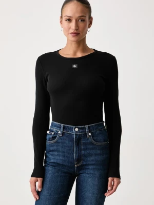 Calvin Klein Jeans longsleeve damski bawełniany z elastanem czarny