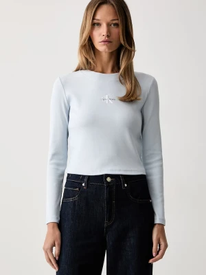 Calvin Klein Jeans longsleeve damski bawełniany z elastanem niebieski