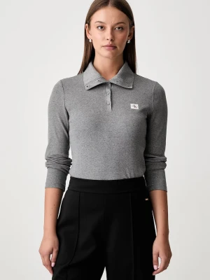 Calvin Klein Jeans longsleeve damski bawełniany z elastanem szary