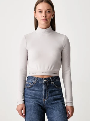 Calvin Klein Jeans longsleeve damski bawełniany z elastanem szary