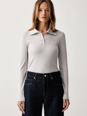 Calvin Klein Jeans longsleeve damski bawełniany z elastanem szary