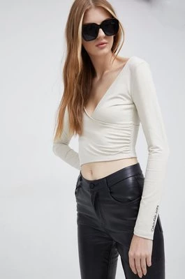 Calvin Klein Jeans longsleeve damski kolor beżowy