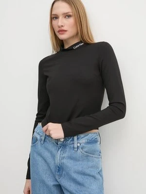 Calvin Klein Jeans longsleeve damski kolor czarny z półgolfem J20J224763