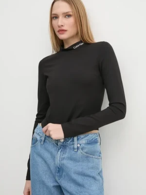 Calvin Klein Jeans longsleeve damski kolor czarny z półgolfem J20J224763