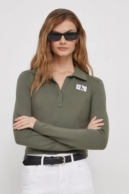 Calvin Klein Jeans longsleeve damski kolor zielony