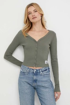 Calvin Klein Jeans longsleeve damski kolor zielony