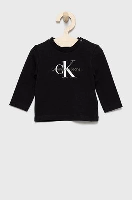 Calvin Klein Jeans longsleeve dziecięcy IN0IN00005.9BYY kolor czarny z nadrukiem