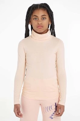Calvin Klein Jeans longsleeve dziecięcy kolor różowy z golfem
