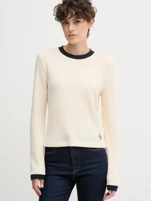Calvin Klein Jeans longsleeve kolor beżowy LV047D225G