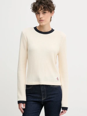 Calvin Klein Jeans longsleeve kolor beżowy LV047D225G