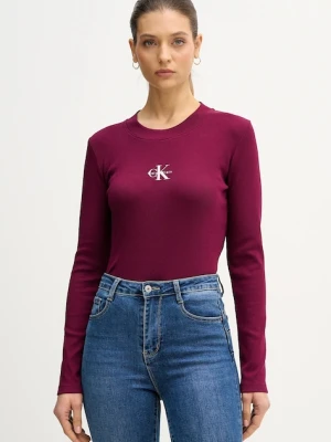 Calvin Klein Jeans longsleeve kolor fioletowy LV047A803G