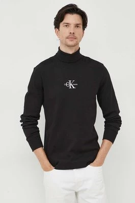 Calvin Klein Jeans longsleeve męski kolor czarny z aplikacją