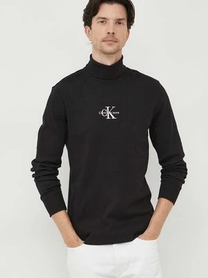 Calvin Klein Jeans longsleeve męski kolor czarny z aplikacją