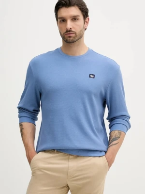 Calvin Klein Jeans longsleeve męski kolor niebieski gładki LV040EM217