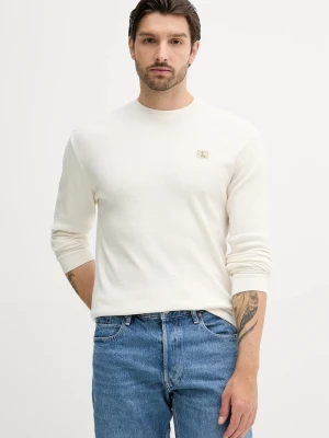 Calvin Klein Jeans longsleeve męski z bawełną beżowy