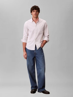 Calvin Klein Jeans Męska koszula casual Mężczyźni Regular Fit Bawełna szary w paski,