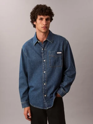 Calvin Klein Jeans Męska koszula dżinsowa Mężczyźni Modern Fit Bawełna niebieski jednolity,