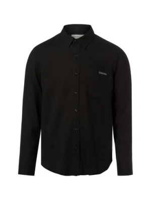 Calvin Klein Jeans Męska koszula lniana Mężczyźni Regular Fit len czarny jednolity,