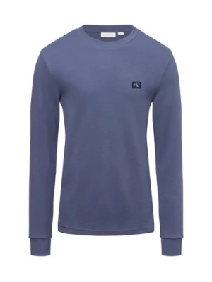 Calvin Klein Jeans Męska koszula z długim rękawem Mężczyźni Bawełna niebieski wypukły wzór tkaniny,