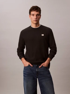 Calvin Klein Jeans Męska koszula z długim rękawem Mężczyźni czarny jednolity,