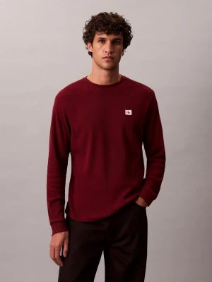 Calvin Klein Jeans Męska koszula z długim rękawem Mężczyźni czerwony jednolity,