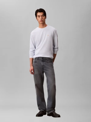 Calvin Klein Jeans Męska koszula z długim rękawem Mężczyźni niebieski wypukły wzór tkaniny,