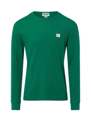 Calvin Klein Jeans Męska koszula z długim rękawem Mężczyźni zielony wypukły wzór tkaniny,