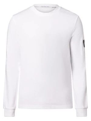 Calvin Klein Jeans Męska koszulka z długim rękawem Mężczyźni Bawełna biały jednolity,