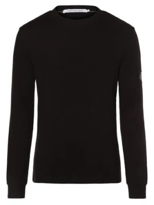 Calvin Klein Jeans Męska koszulka z długim rękawem Mężczyźni Bawełna czarny jednolity,