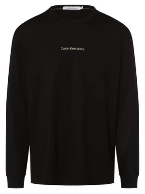 Calvin Klein Jeans Męska koszulka z długim rękawem Mężczyźni Bawełna czarny nadruk,