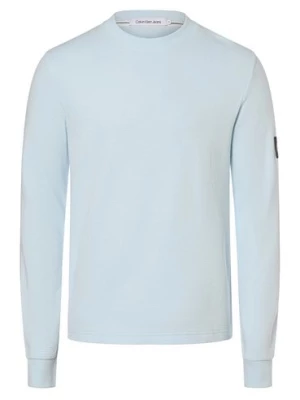 Calvin Klein Jeans Męska koszulka z długim rękawem Mężczyźni Bawełna niebieski jednolity,