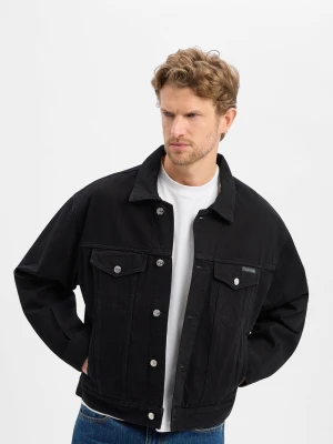 Calvin Klein Jeans Męska kurtka dżinsowa Mężczyźni Bawełna (100%) czarny jednolity,