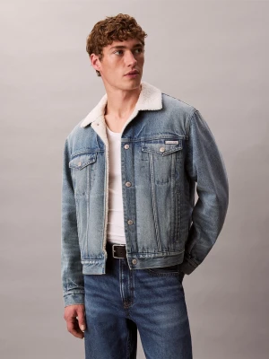 Calvin Klein Jeans Męska kurtka dżinsowa Mężczyźni Jeansy niebieski jednolity,