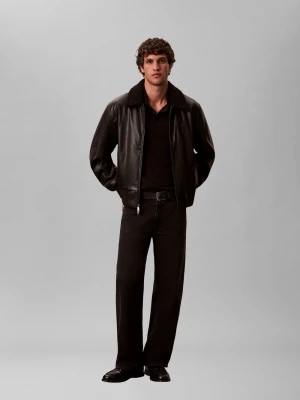 Calvin Klein Jeans Męska kurtka lotnicza Mężczyźni Sztuczna skóra czarny,