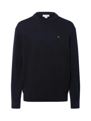 Calvin Klein Jeans Męski sweter z cienkiej dzianiny Mężczyźni Bawełna czarny jednolity,