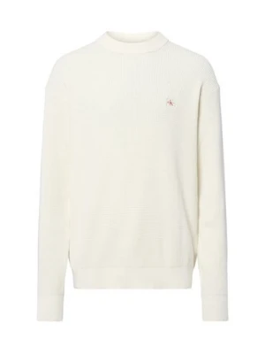 Calvin Klein Jeans Męski sweter z dzianiny Mężczyźni Bawełna biały jednolity,