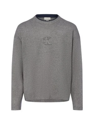 Calvin Klein Jeans Męski sweter z dzianiny Mężczyźni drobna dzianina szary marmurkowy,
