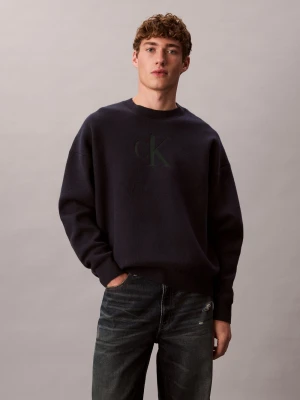 Calvin Klein Jeans Męski sweter z dzianiny Mężczyźni niebieski jednolity,