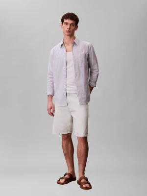 Calvin Klein Jeans Męskie spodnie garniturowe dżinsowe bermudy Mężczyźni Bawełna (100%) biały jednolity,