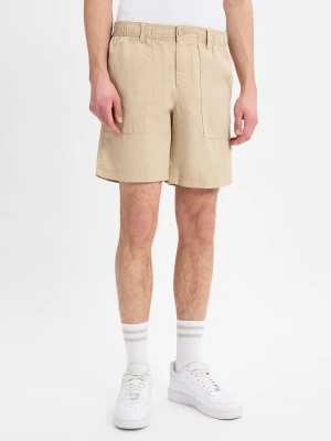 Calvin Klein Jeans Męskie szorty z zawartością lnu Mężczyźni Bawełna beżowy jednolity,