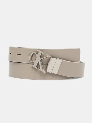 Calvin Klein Jeans pasek skórzany dwustronny damski kolor beżowy K60K612288