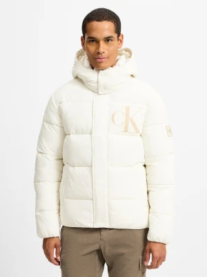 Calvin Klein Jeans Pikowana kurtka męska Mężczyźni biały jednolity,
