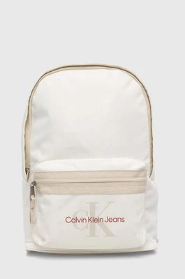 Calvin Klein Jeans plecak męski kolor beżowy duży z nadrukiem