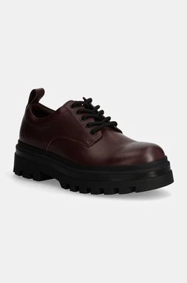 Calvin Klein Jeans półbuty skórzane LUGGED DERBY SHOE LTH męskie kolor bordowy YM0YM01085