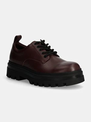 Calvin Klein Jeans półbuty skórzane LUGGED DERBY SHOE LTH męskie kolor bordowy YM0YM01085