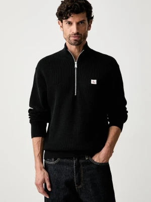 Calvin Klein Jeans półgolf męski bawełniany czarny