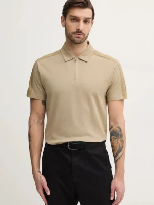 Calvin Klein Jeans polo bawełniane kolor beżowy gładki J30J327240