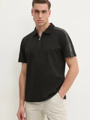 Calvin Klein Jeans polo bawełniane kolor czarny gładki J30J327240