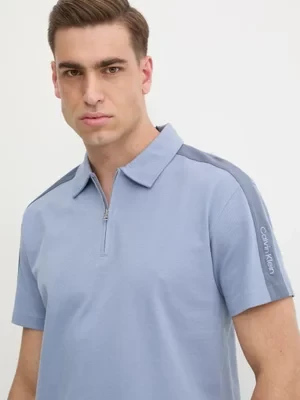 Calvin Klein Jeans polo bawełniane kolor niebieski gładki J30J327240