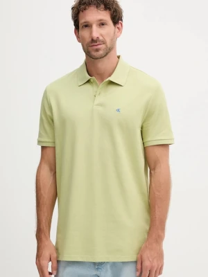 Calvin Klein Jeans polo bawełniane męski kolor beżowy gładki LV040EM269